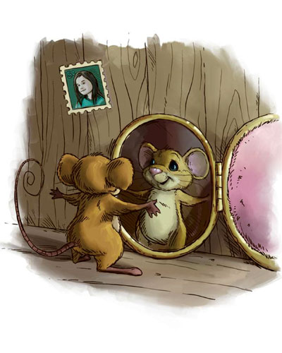 Decorative Image from the book If Only. Mouse looking in a mirror