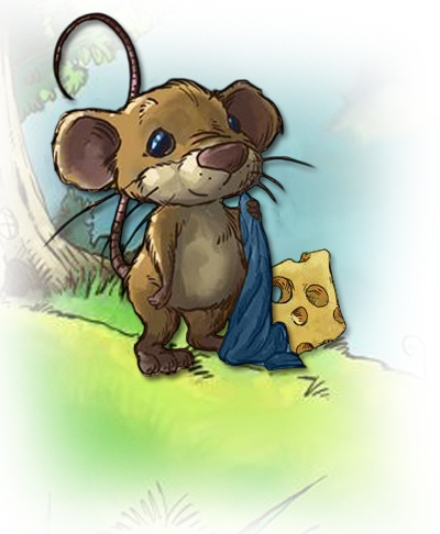 Decorative image from the If Only book with a mouse holding a blanket and some cheese